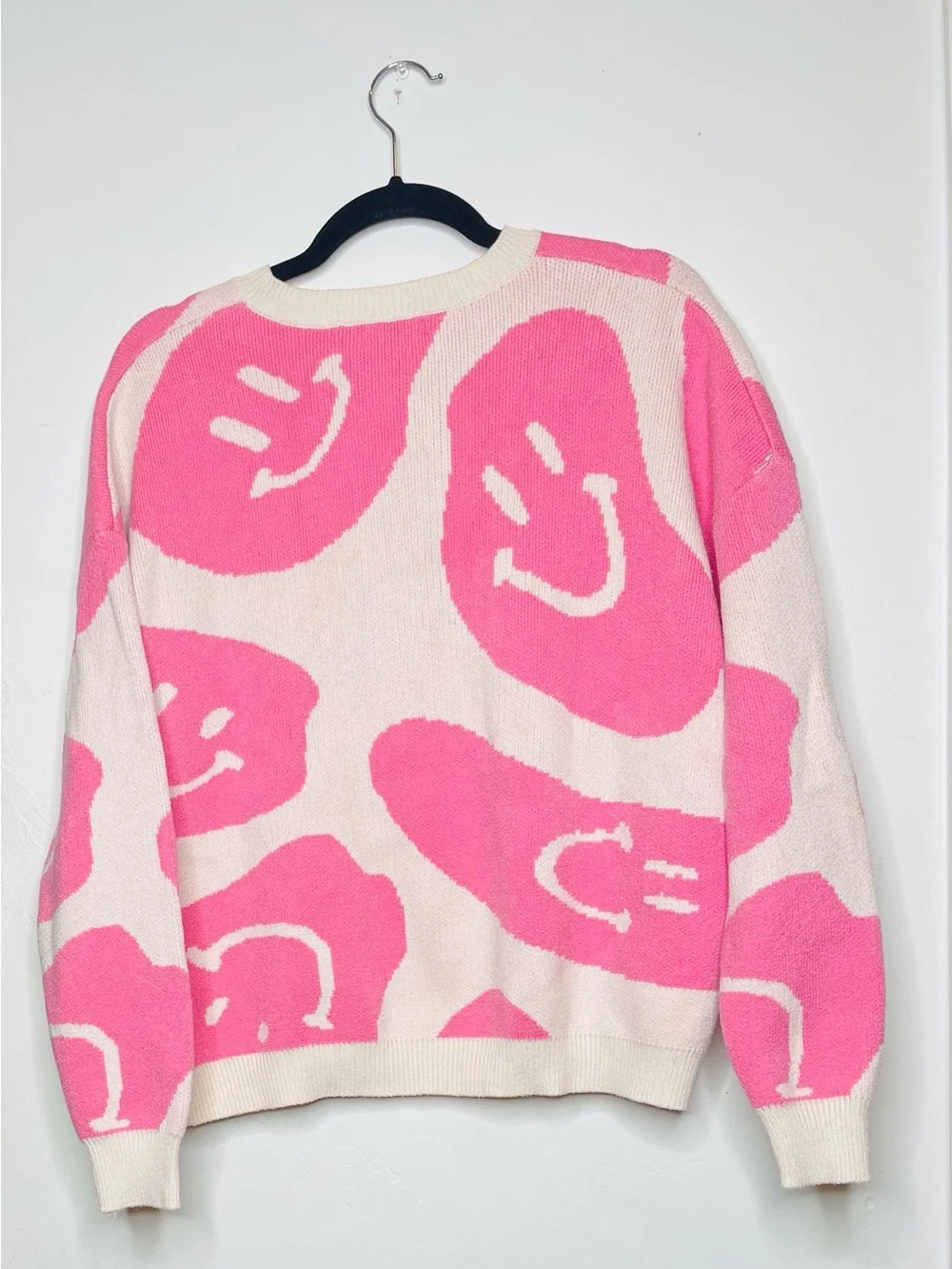 Altar’d State Pink Smiley Face Oversized Sweater XS